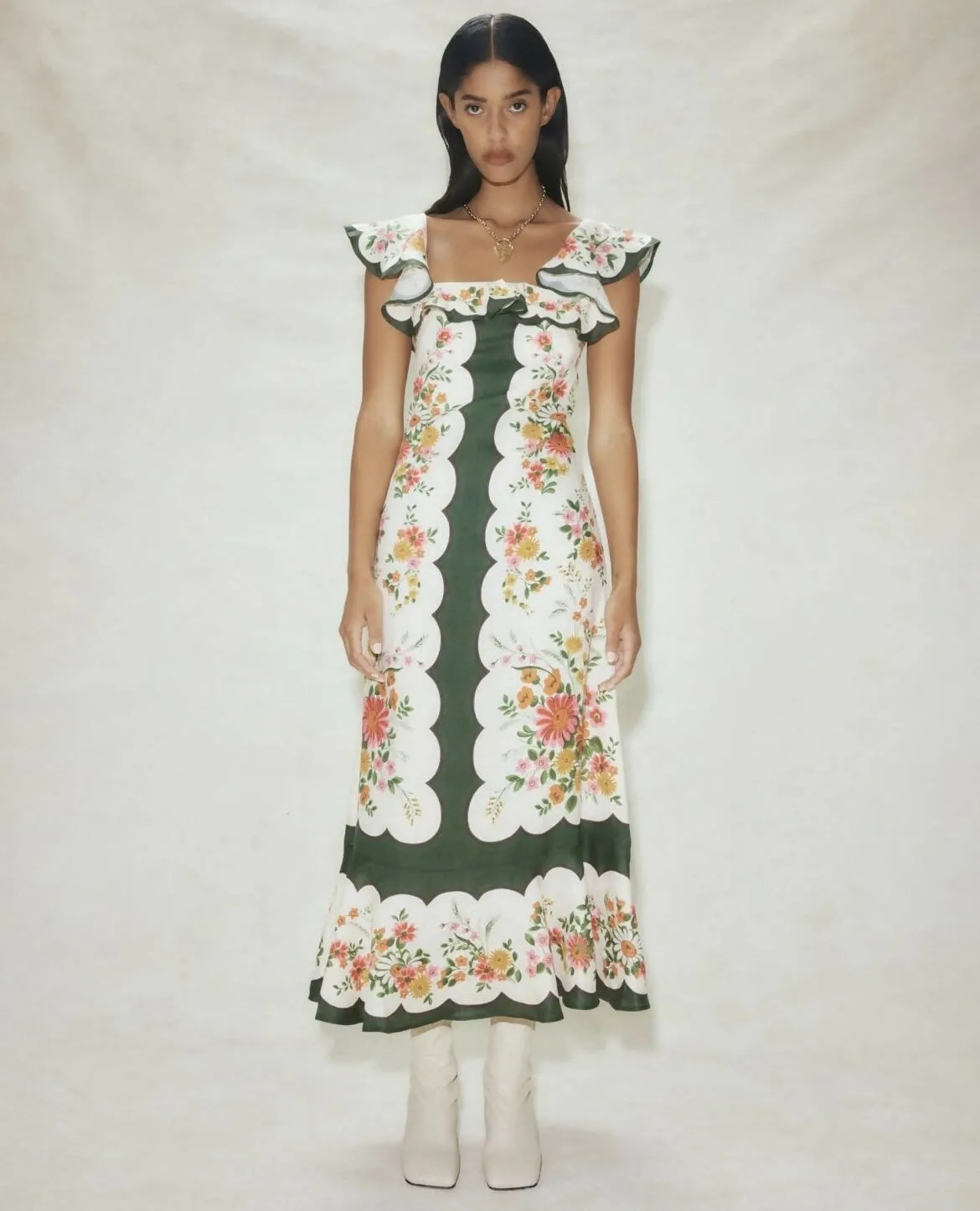 Alemais Elisabetta Ruffle Midi Dress