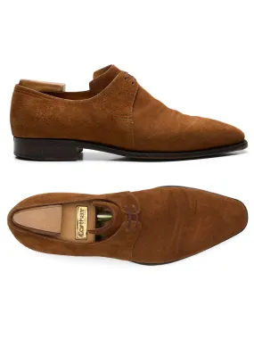 CORTHAY Paris "Arca" Light Brown Suede Leather 2 Eyelet Derby Shoes Size 7.5