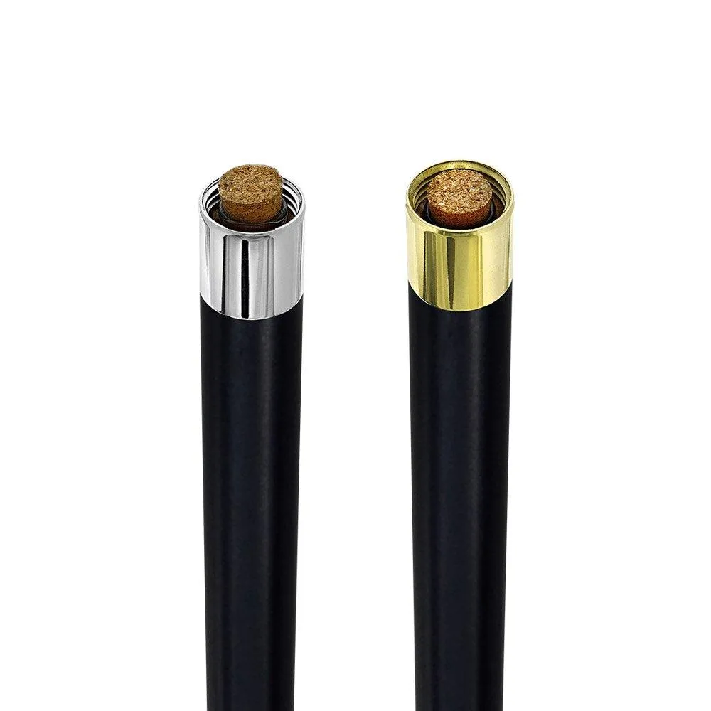 Derby Premium Chrome Brass Flask Cane: Wood Shaft Hidden Flask