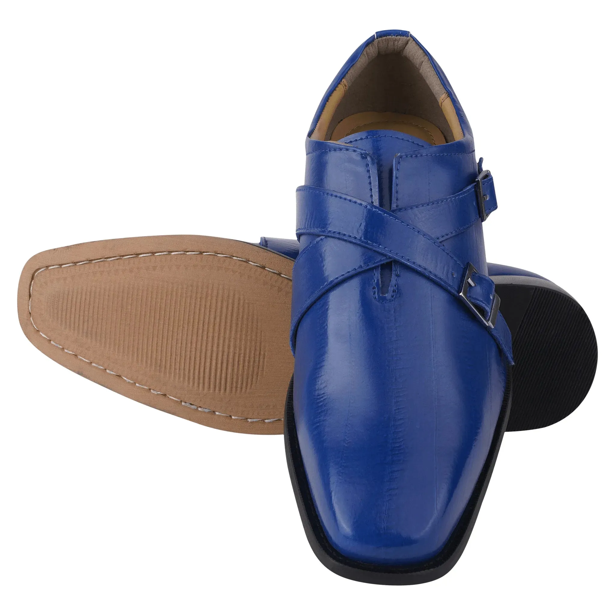 DONNA Men's Leather Monk Strap Shoes