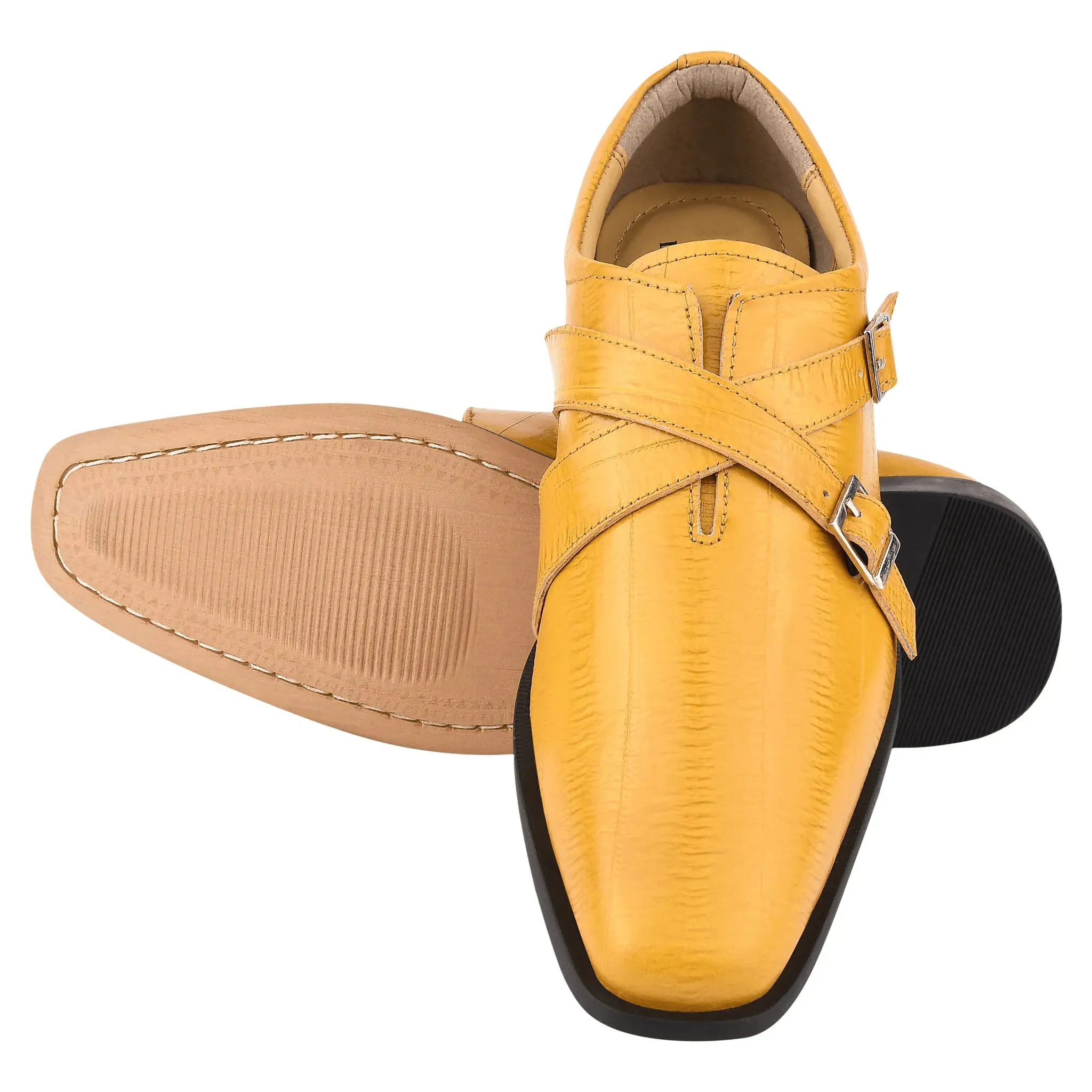 DONNA Men's Leather Monk Strap Shoes
