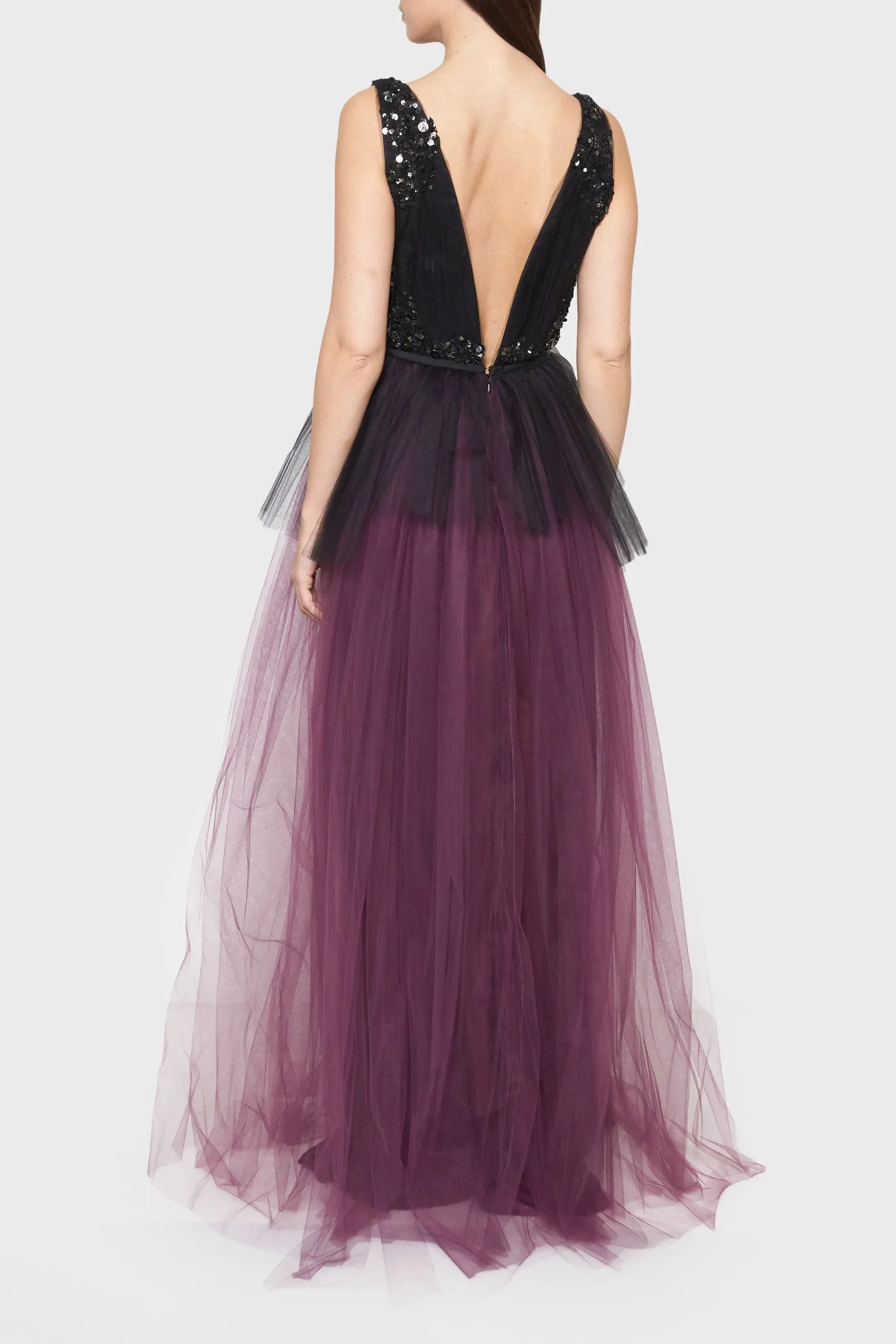 Draped Tulle with Sequin Gown