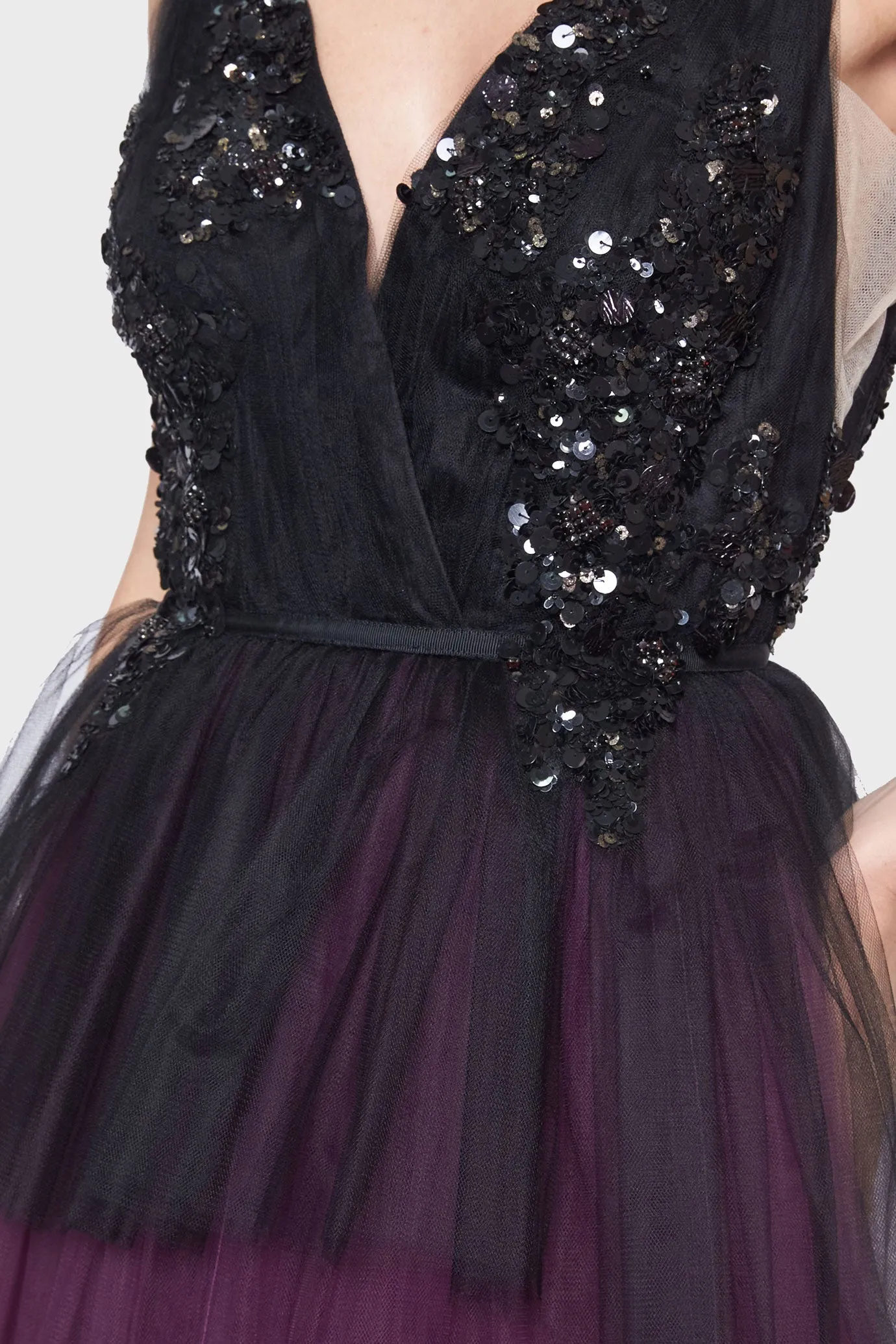 Draped Tulle with Sequin Gown