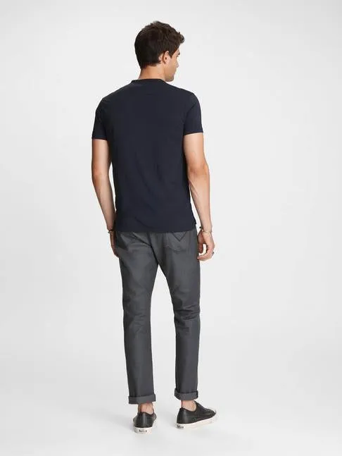 John Varvatos Duke S/S HENLEY BURNOUT Tee - Navy