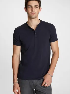 John Varvatos Duke S/S HENLEY BURNOUT Tee - Navy