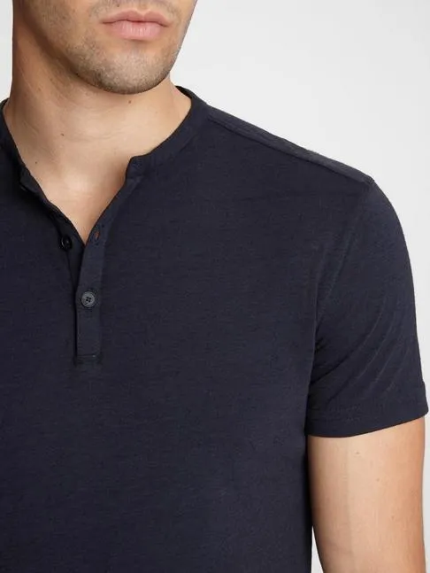 John Varvatos Duke S/S HENLEY BURNOUT Tee - Navy
