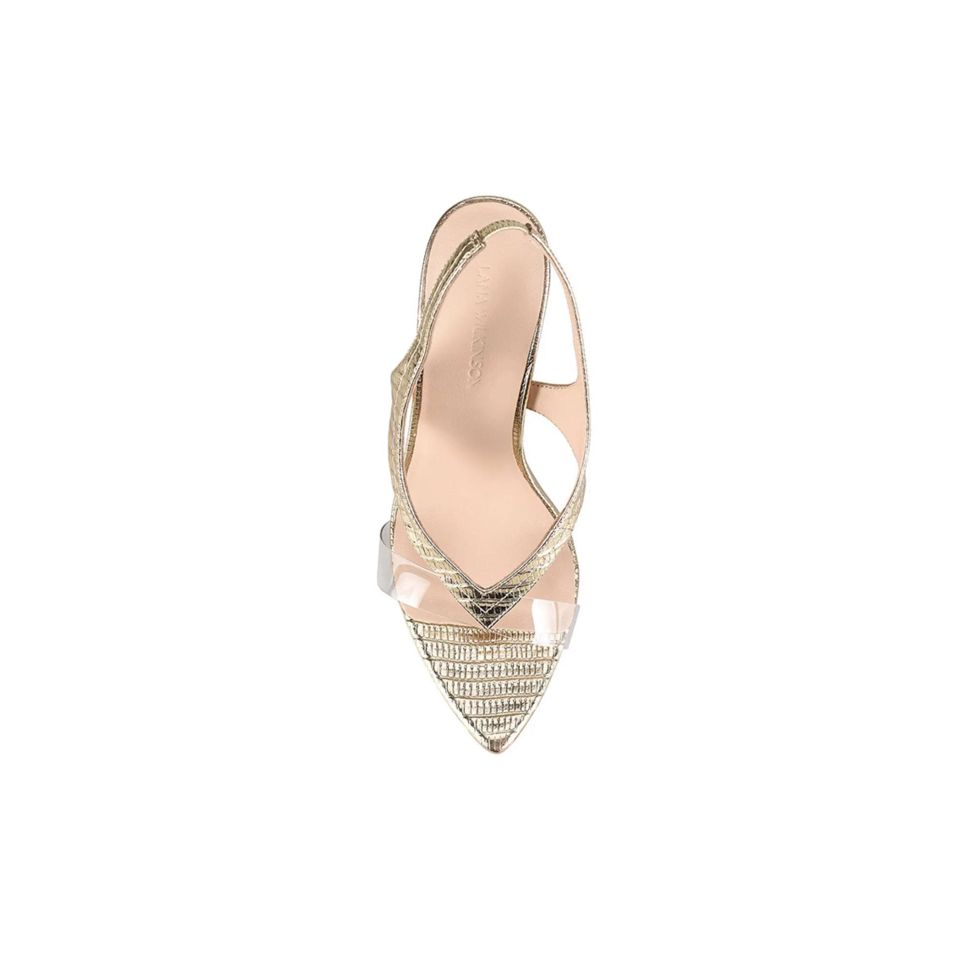 Jordie Sandal Gold Lizard-Embossed Metallic Leather
