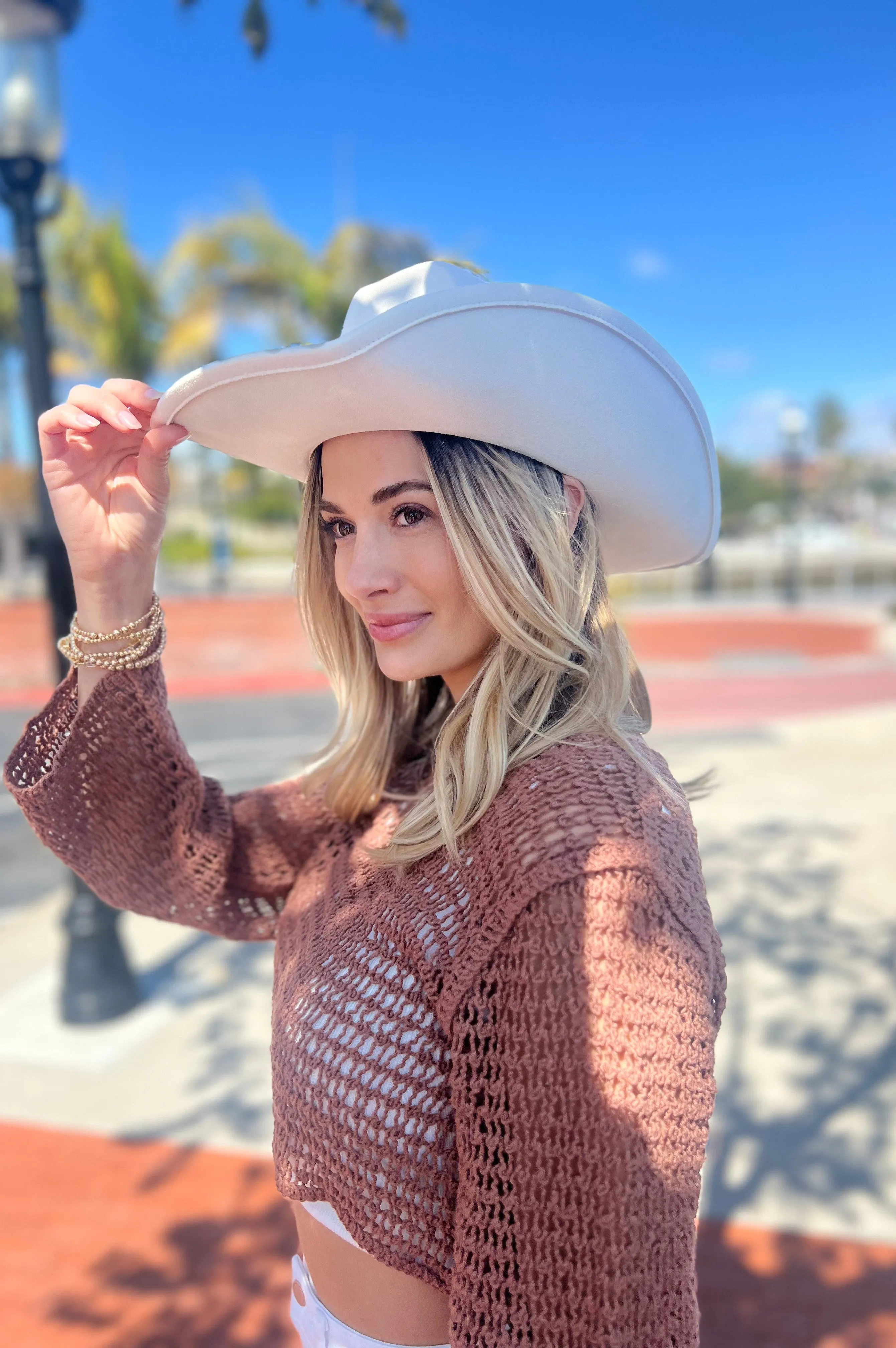 Kristy Crochet Mesh Top Brown