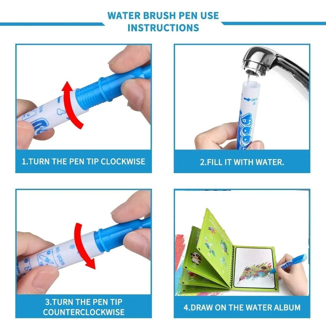 Magic Water Quick Dry Book (pack of 4)