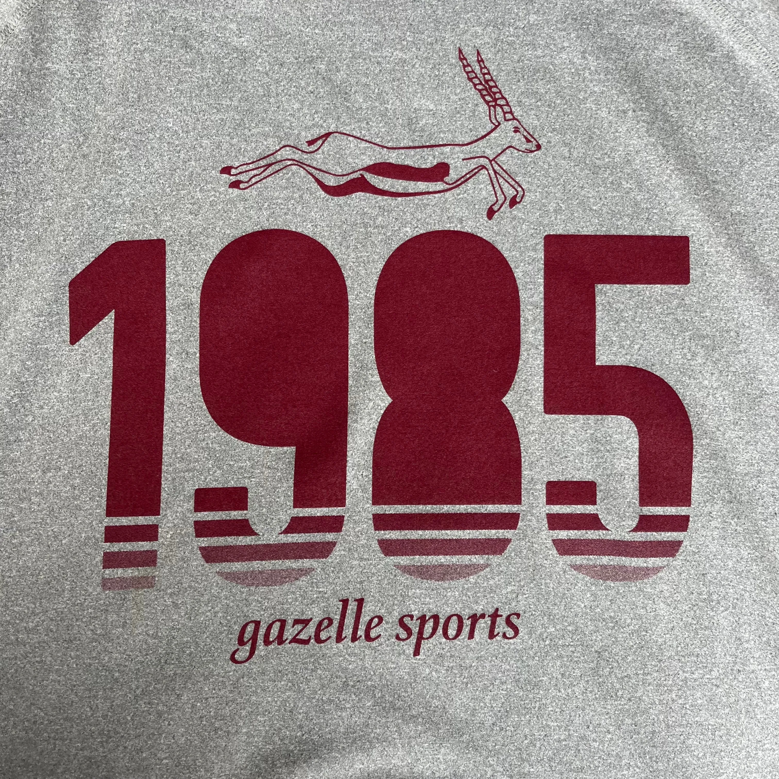 Men's Vintage 1985 Performance Tech Hoodie 2.0 - Heather Classic Gray/White Foldover Woven Square Patch w/ Light Grey Gazelle
