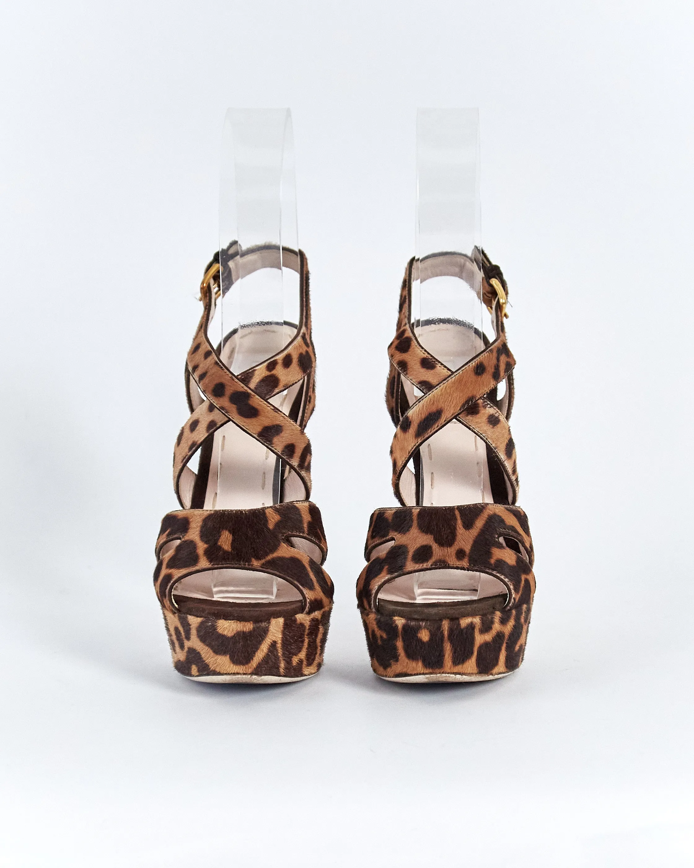 Miu Miu leopard platform heels, brown, 37