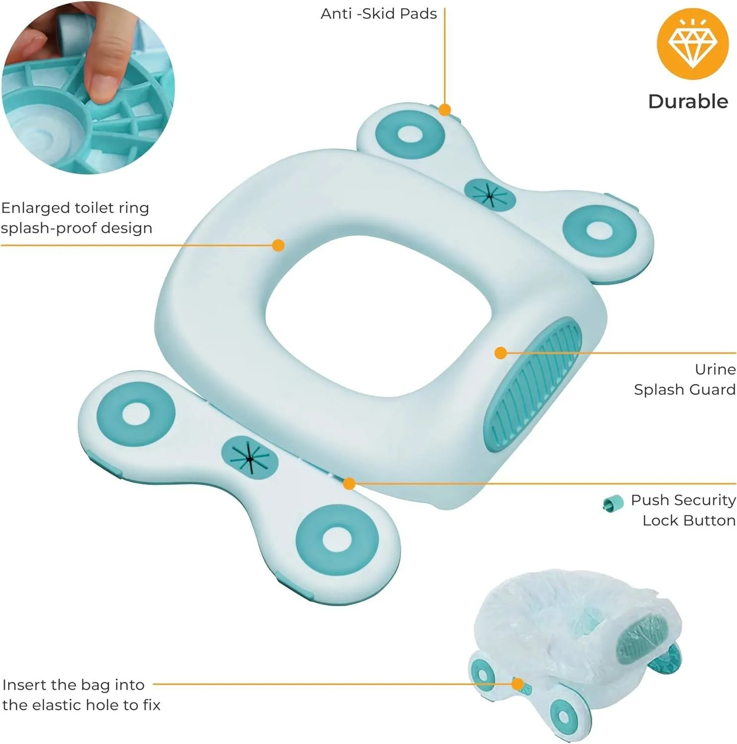 Moon Travel Baby Potty Seat Potty Training Teal