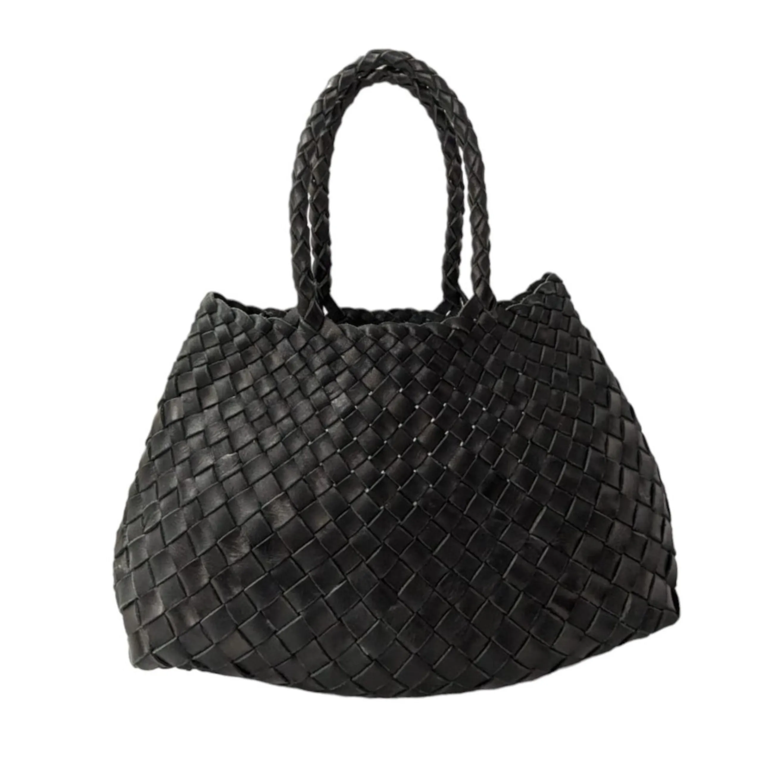Naomi Woven Leather Bag - Black
