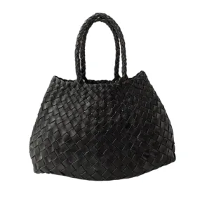 Naomi Woven Leather Bag - Black