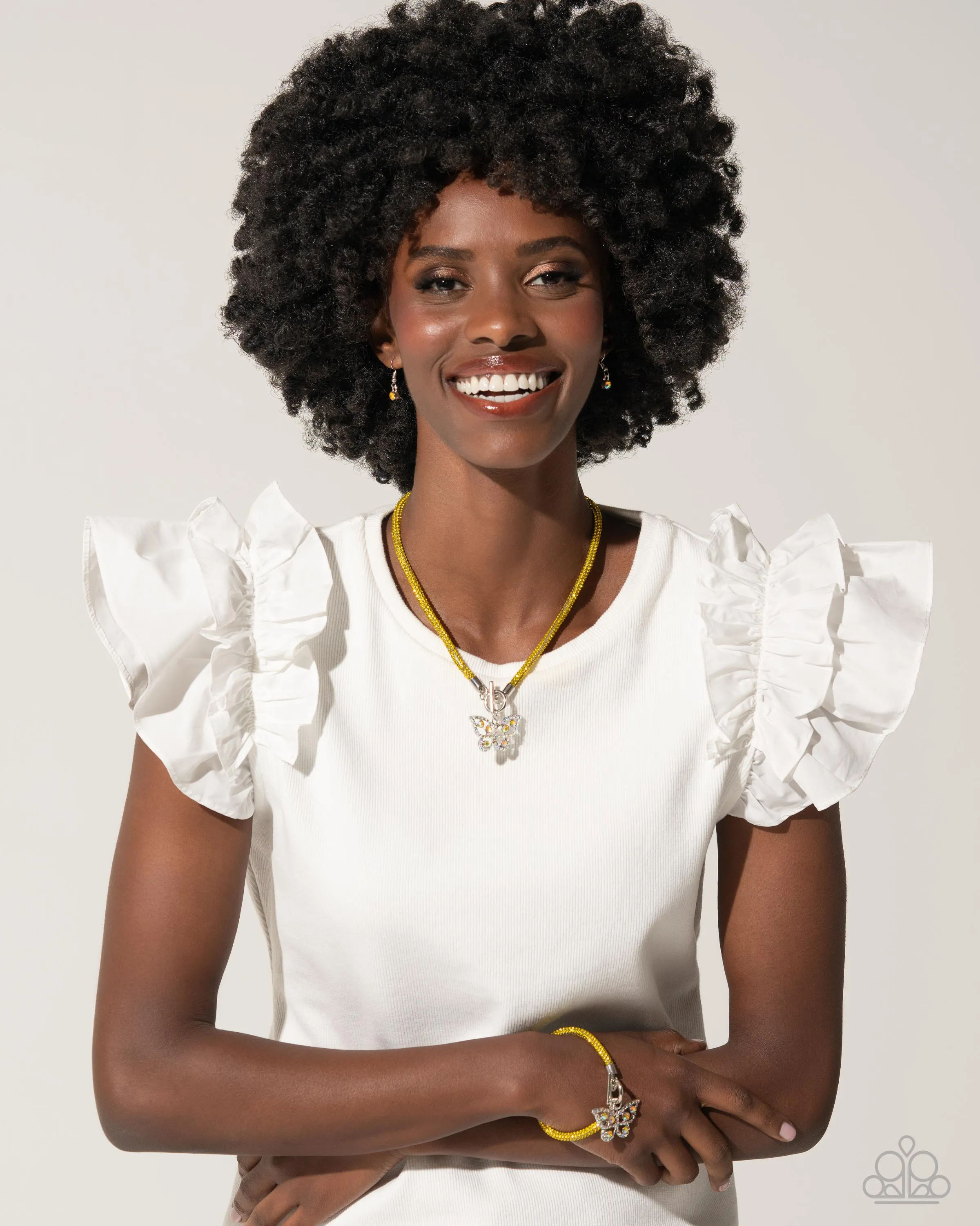 On SHIMMERING Wings - Yellow Paparazzi Accessories
