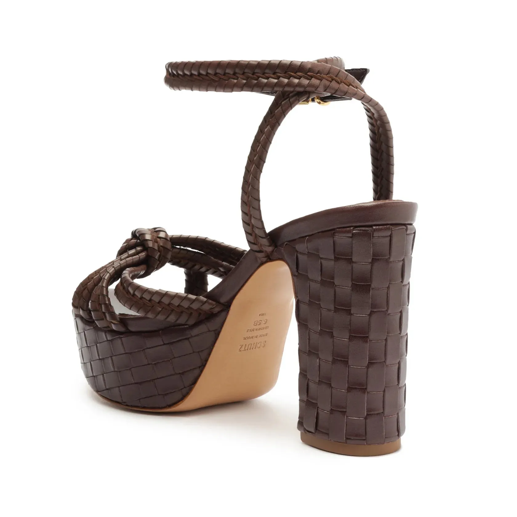 Schutz Kareena Woven Platform in Dark Chocolate