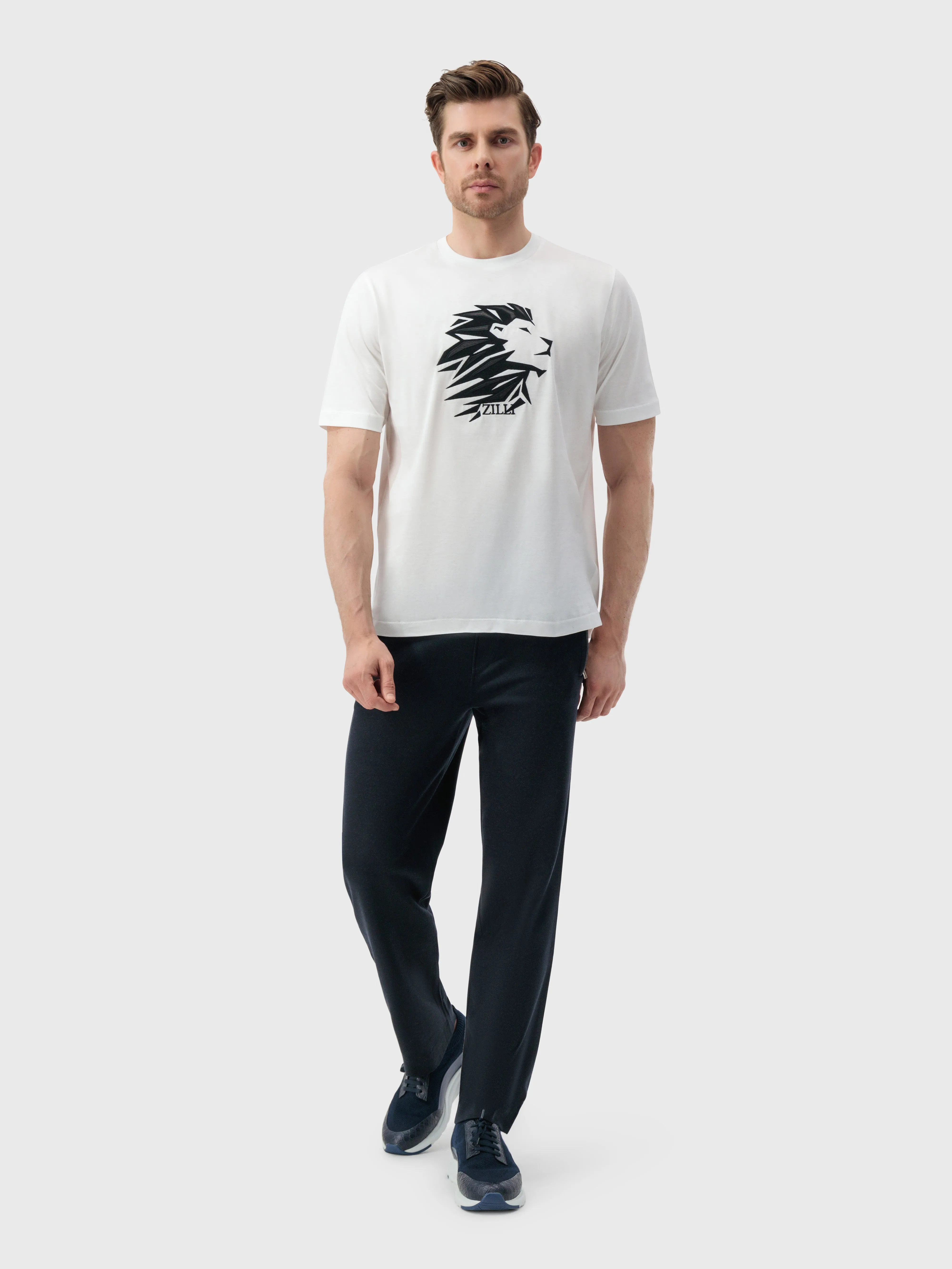 T-Shirt with Head of Lion White