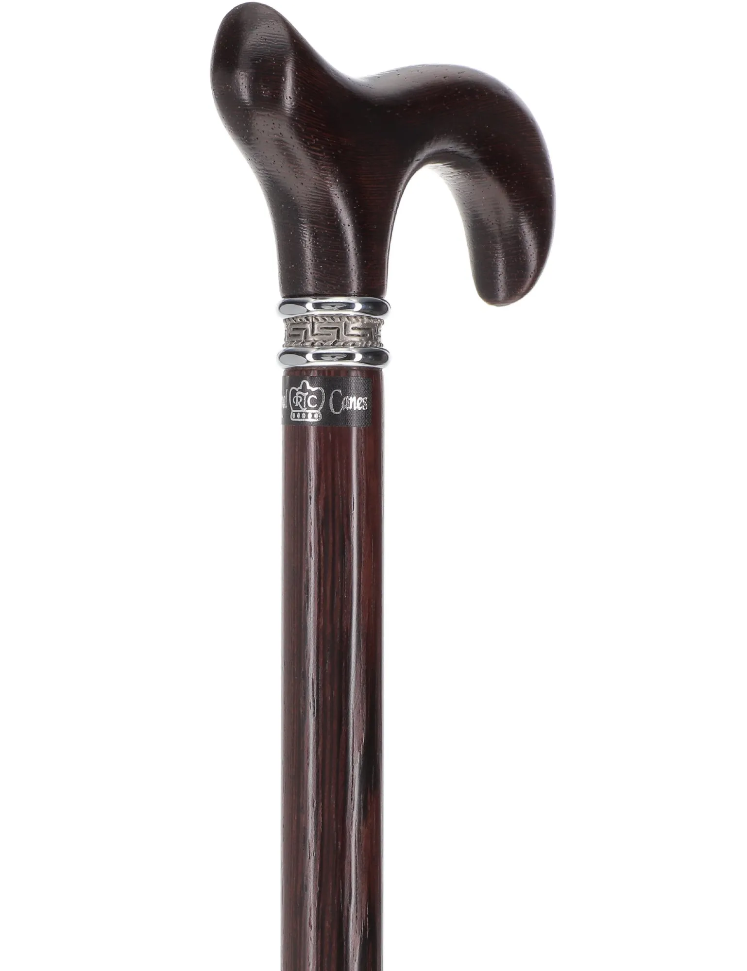 Textured Exotic Wenge Wood Derby Cane: Intricate Pewter Collar