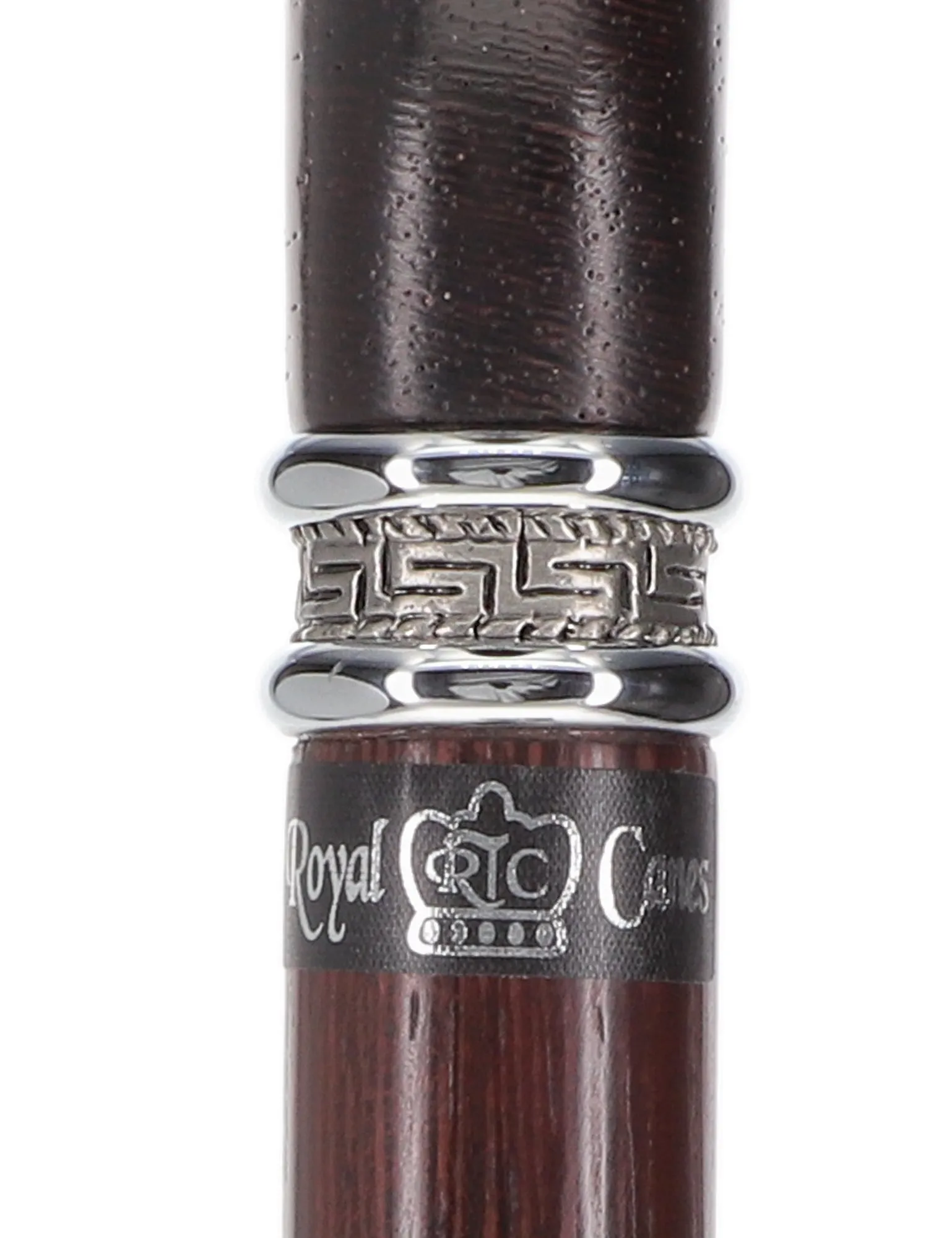 Textured Exotic Wenge Wood Derby Cane: Intricate Pewter Collar