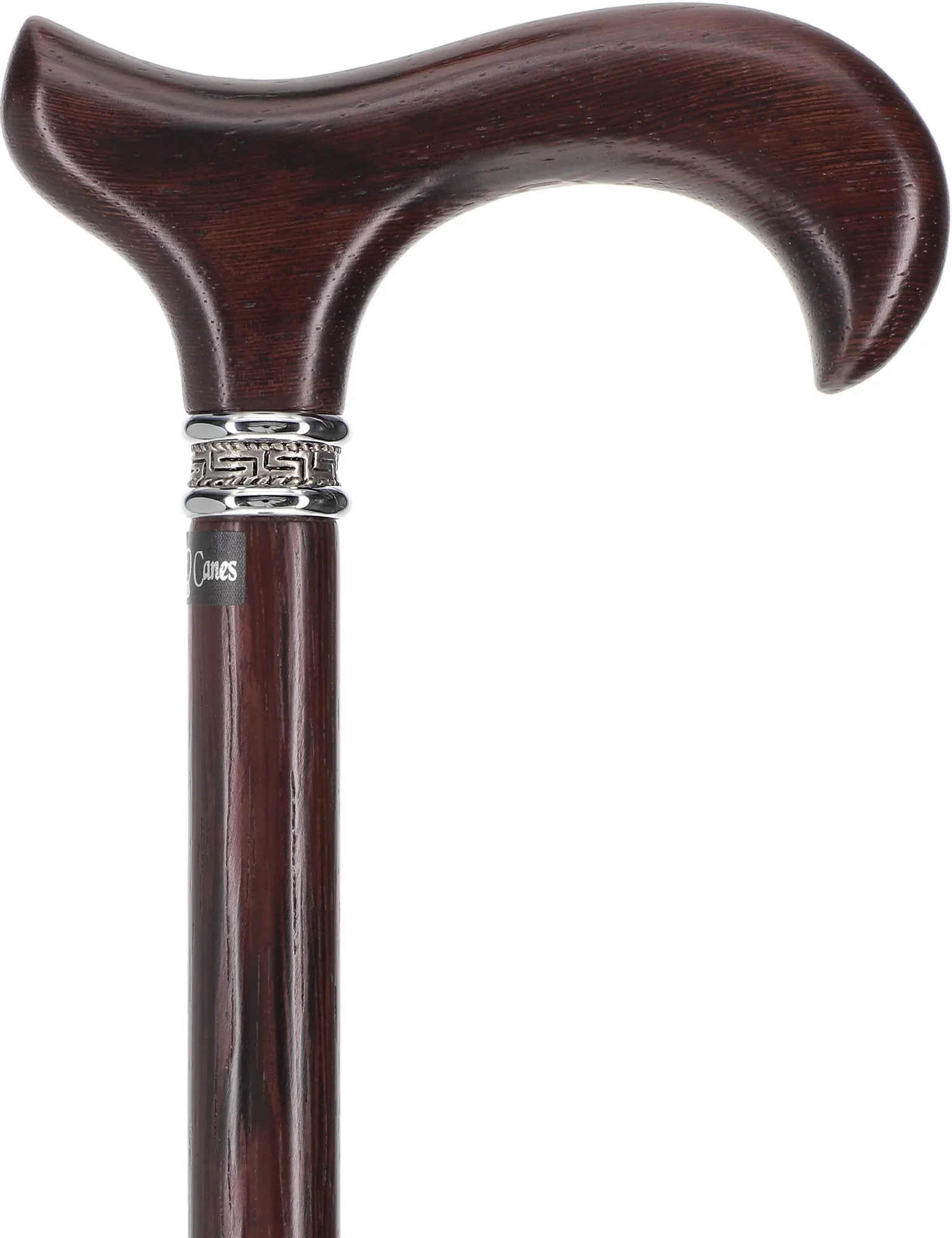 Textured Exotic Wenge Wood Derby Cane: Intricate Pewter Collar