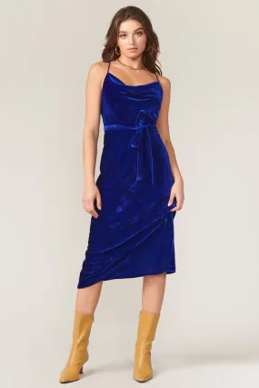 ZANA VELVET COWL NECK SLIP DRESS