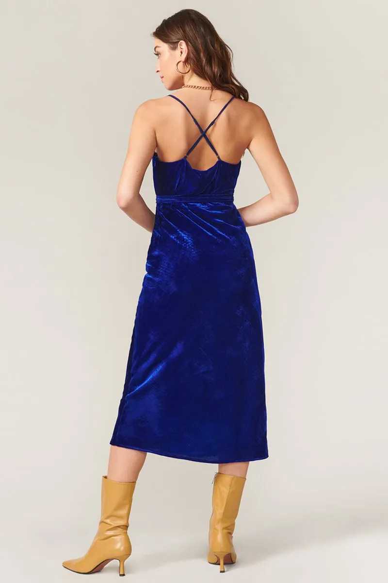 ZANA VELVET COWL NECK SLIP DRESS